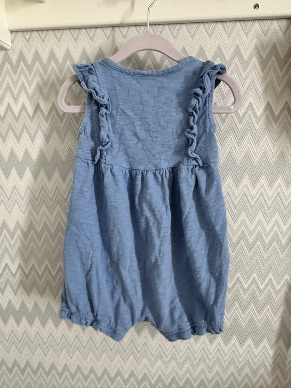 GAP Blue Ruffle-Trim Button Front Romper - Picture 3 of 3